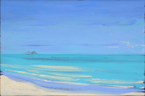 Waimanalo Beach Looking Towards Lanikai, 16" x 24", oil on linen, 2007, private collection.